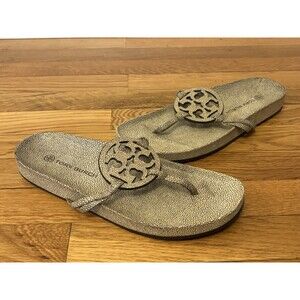 Tory Burch Miller Cloud Stingray Printed Leather in Sand Size 11 Sandals Shoes